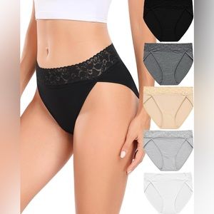 RHYFF Women’s Underwear Panties High Cut Lace Panty Stretch Soft Hipster - NWT